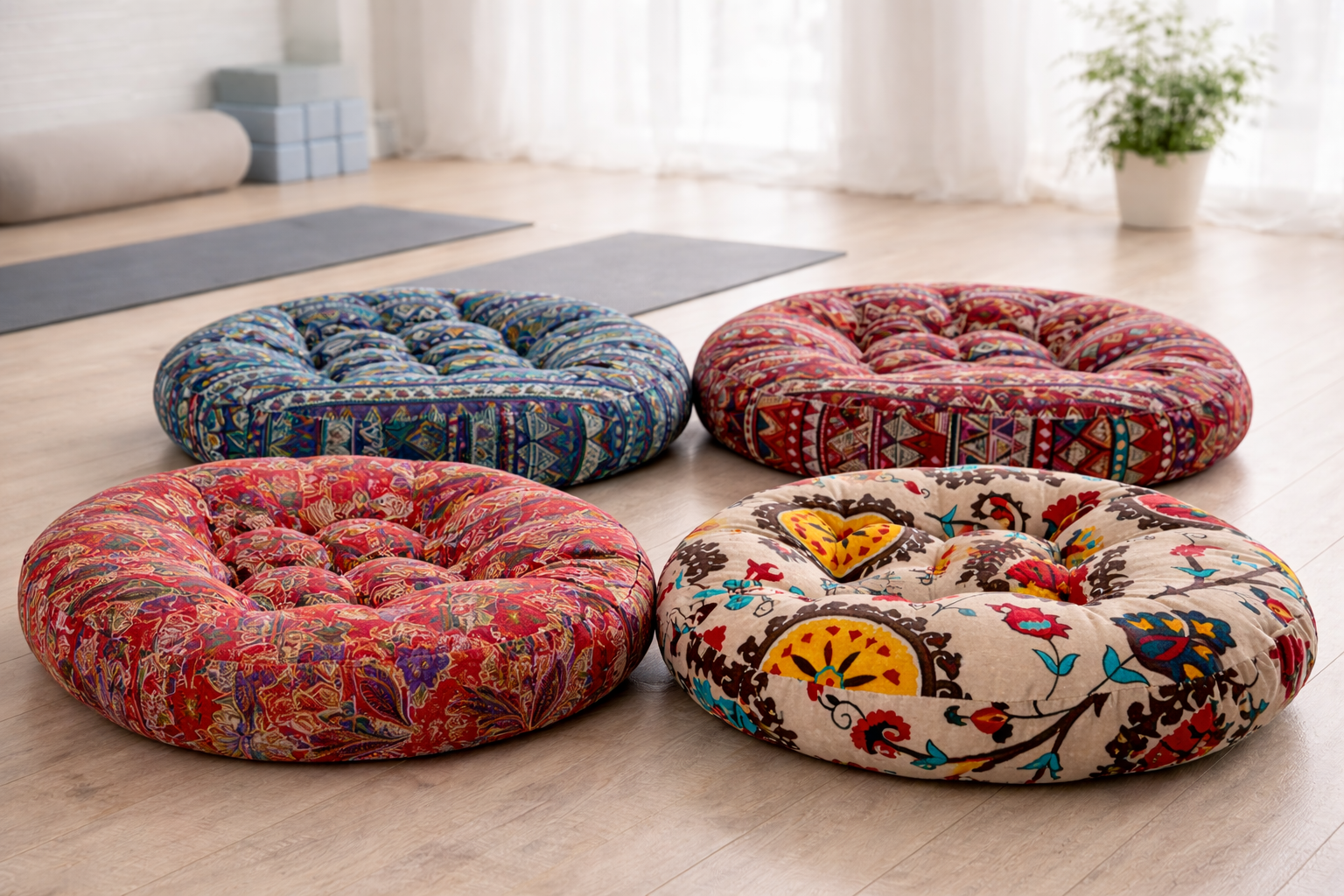 Round Cotton Patchwork Seat Cushion