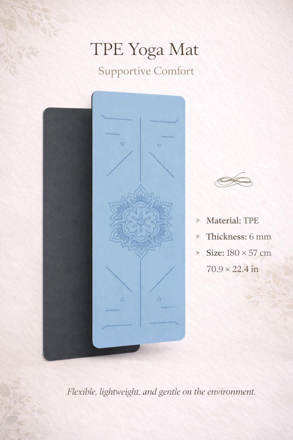light blue eravi yoga mat for yoga stretching and pilates practice