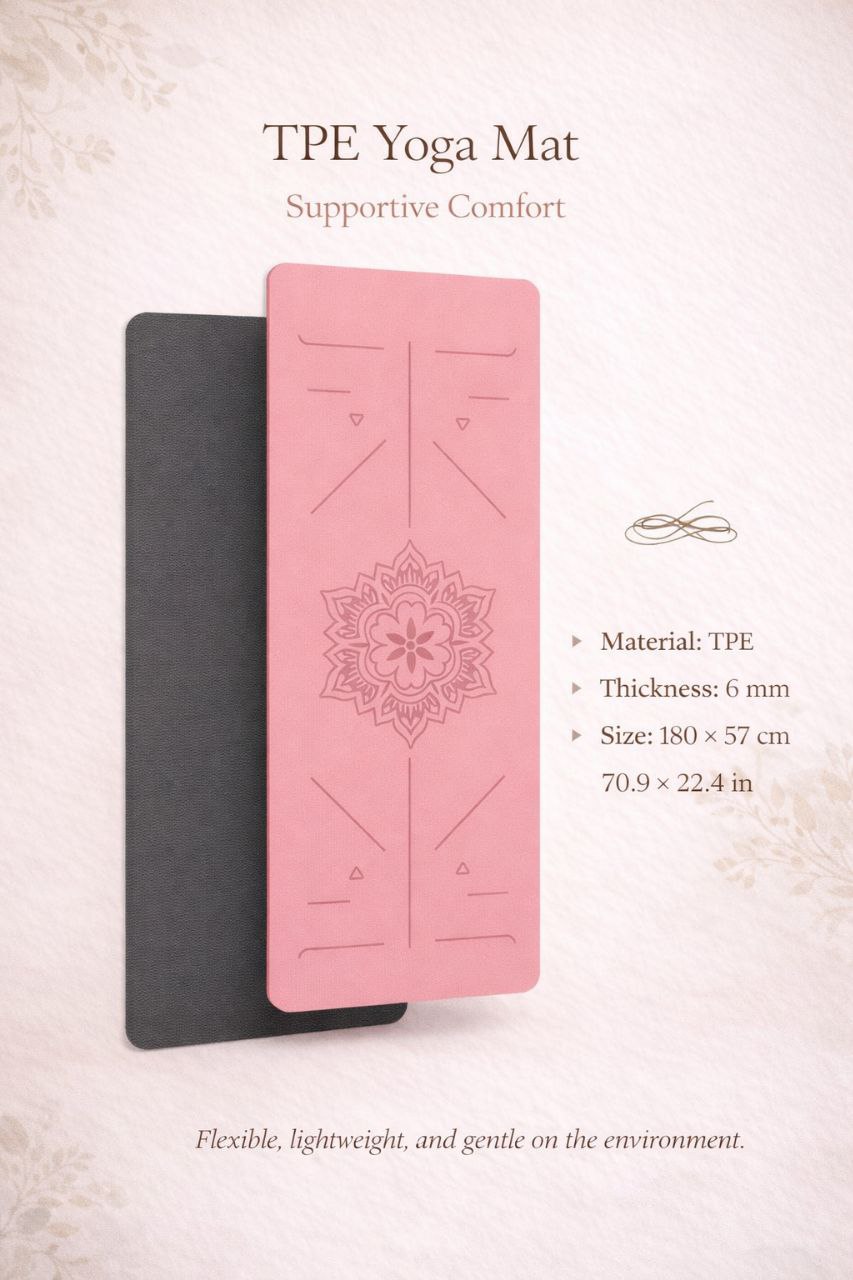 pink premium eravi yoga mat with alignment pattern for yoga practice