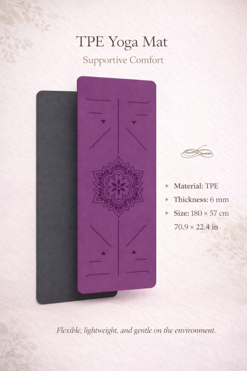 purple non slip eravi yoga mat for fitness and home yoga training